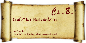 Csóka Balabán névjegykártya
